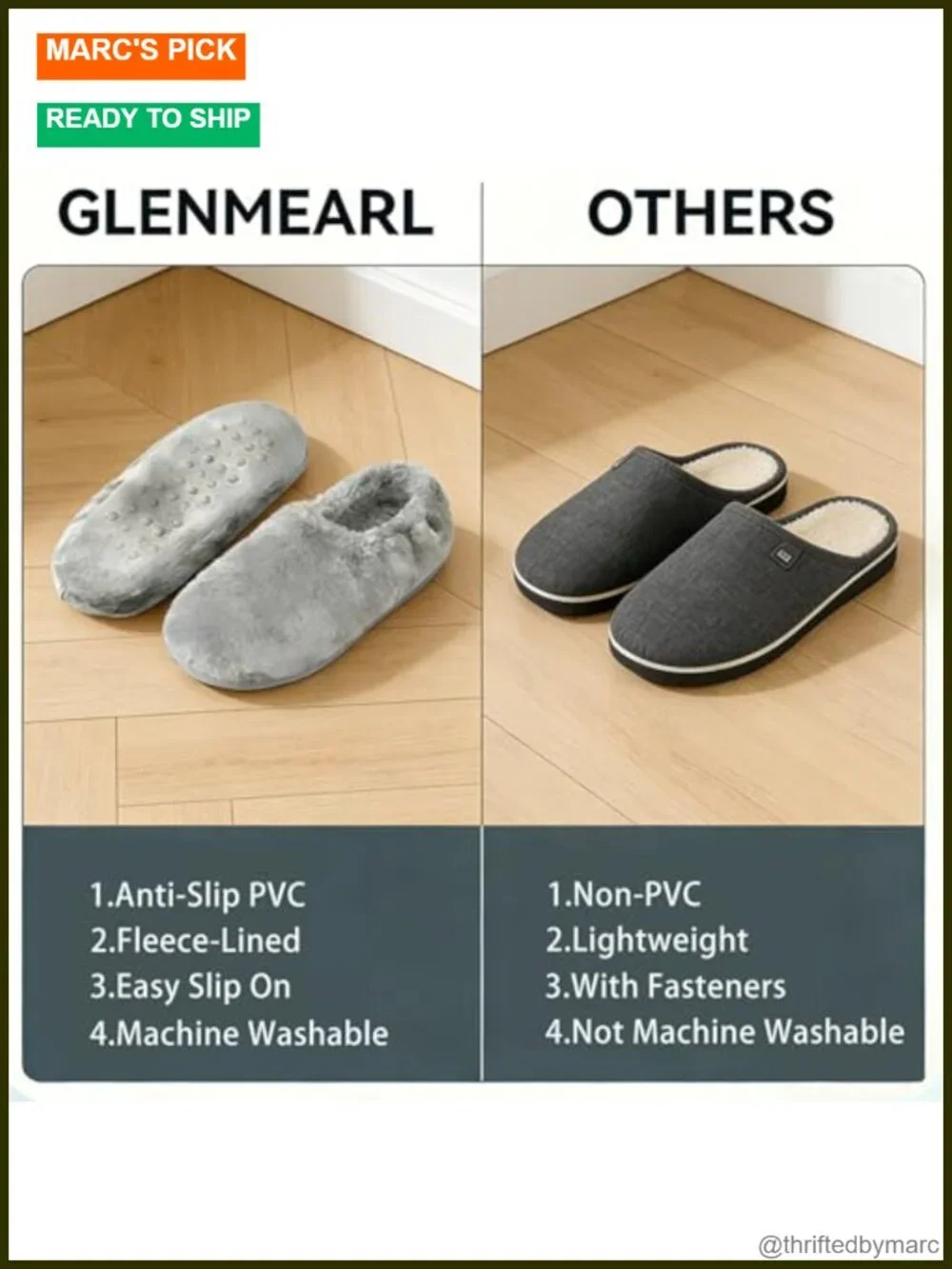 2 Pairs Non-Slip Slipper Socks for Men with Grippers Soft Indoor House Shoes